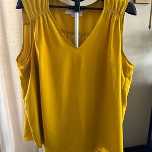 LOFT Plus Mustard Yellow Sleeveless Blouse Size 18 V-Neck
